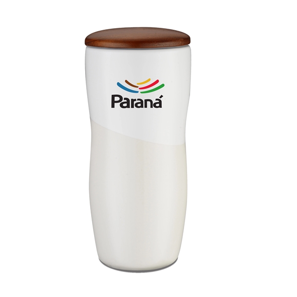 12 oz. Cozy Ceramic Tumbler with Wooden Spill-proof Lid. Matte and... from ASI 30112 ACE Products