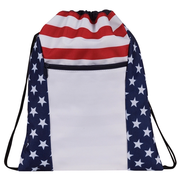 Patriotic stars & stripes drawstring backpack.... from ASI 31517 Admart Products / Admart Line