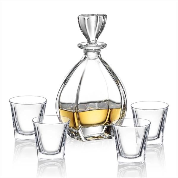 Lead Free Crystalline Decanter elegantly curves upwards from its square base... from ASI 84592 St Regis Group