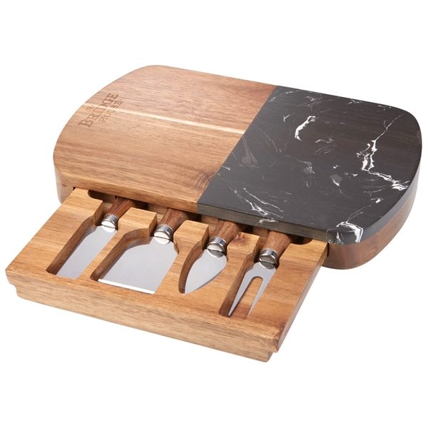Black marble cheese cutting board with knives.... from ASI 66887 PCNA / Leeds