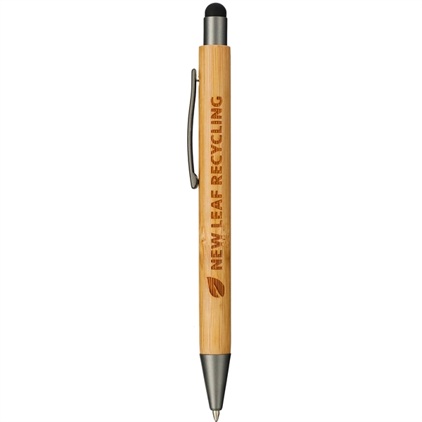 Bamboo ballpoint pen with click-action mechanism and stylus tip.... from ASI 66887 PCNA / Leeds