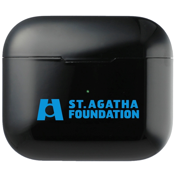 Wireless earbuds with a 1" x 2.5" x 2.16" charging case... from ASI 66887 PCNA / Leeds