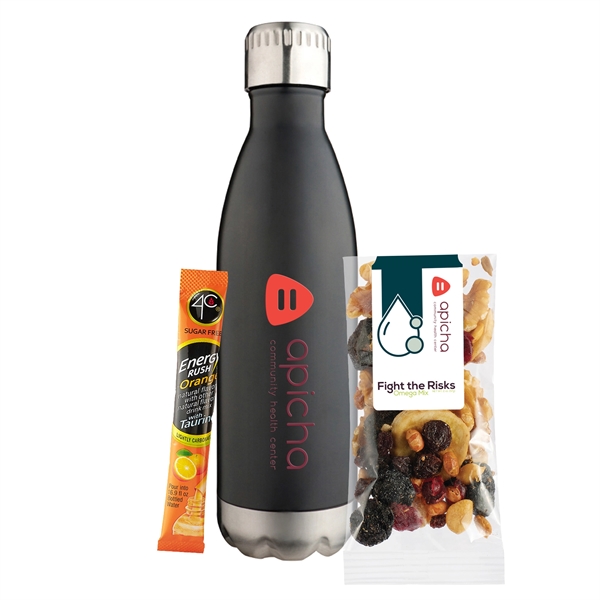 17 oz. Water Bottle Gift Set; includes a .4C® Sugar Free... from ASI 71685 Midnite Snax® / Promo Revolution