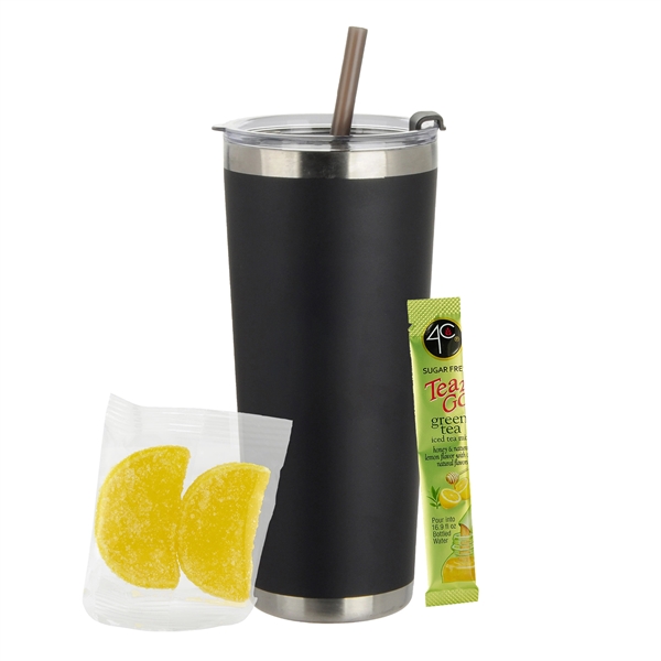 20oz. Stainless Steel Tumbler w/ Straw; set includes a 4C® Sugar... from ASI 71685 Midnite Snax®