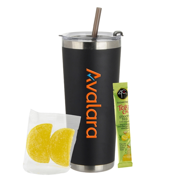 20oz. Stainless Steel Tumbler w/ Straw; set includes a 4C® Sugar... from ASI 71685 Midnite Snax®