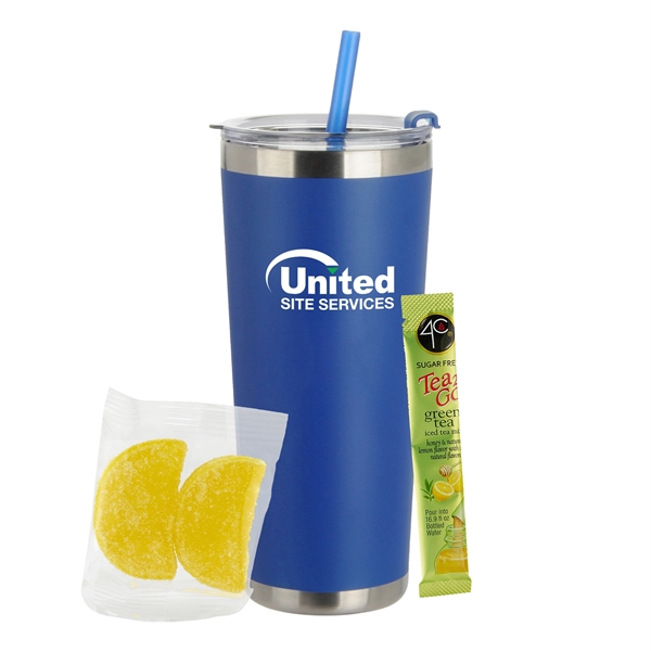 20oz. Stainless Steel Tumbler w/ Straw; set includes a 4C® Sugar... from ASI 71685 Midnite Snax®