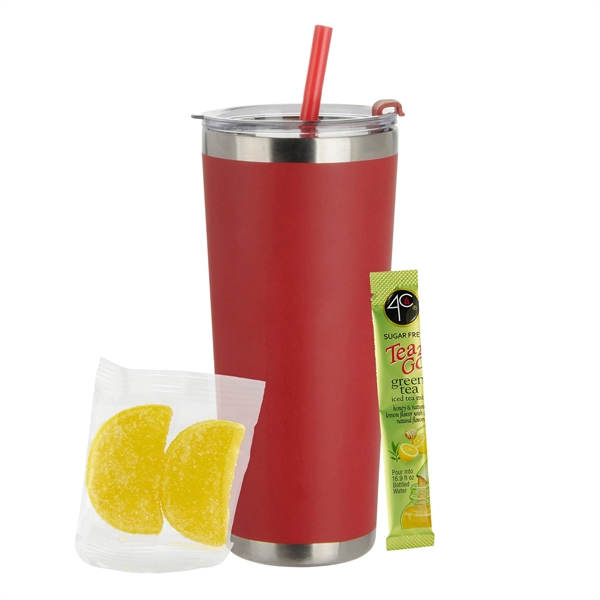 20oz. Stainless Steel Tumbler w/ Straw; set includes a 4C® Sugar... from ASI 71685 Midnite Snax®