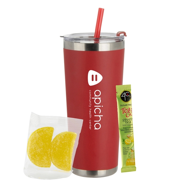 20oz. Stainless Steel Tumbler w/ Straw; set includes a 4C® Sugar... from ASI 71685 Midnite Snax®