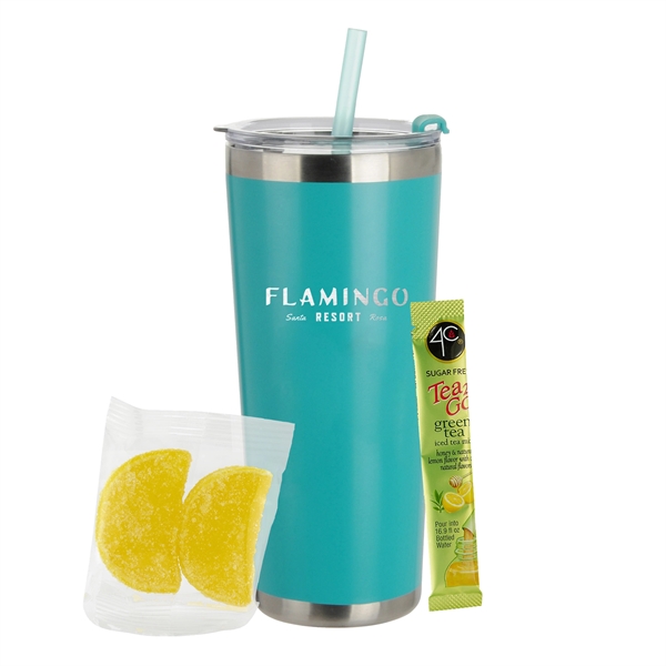 20oz. Stainless Steel Tumbler w/ Straw; set includes a 4C® Sugar... from ASI 71685 Midnite Snax®