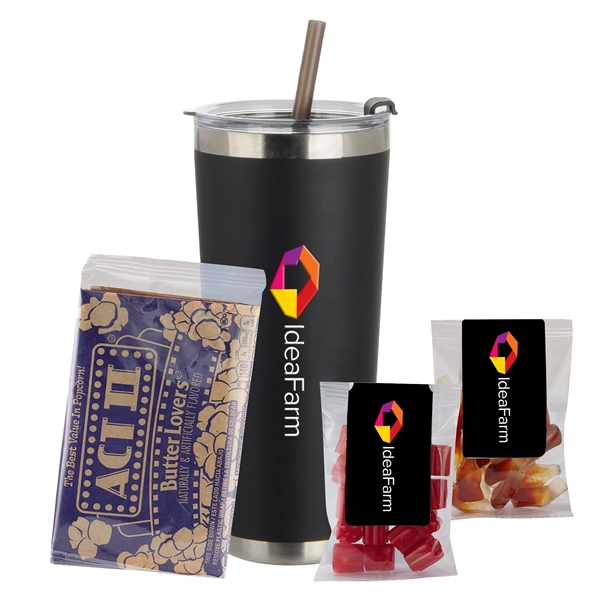 20 oz. Stainless Steel Tumbler w/ Straw; set includes Act 2... from ASI 71685 Midnite Snax®