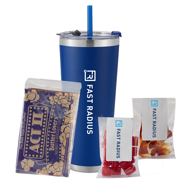 20 oz. Stainless Steel Tumbler w/ Straw; set includes Act 2... from ASI 71685 Midnite Snax®