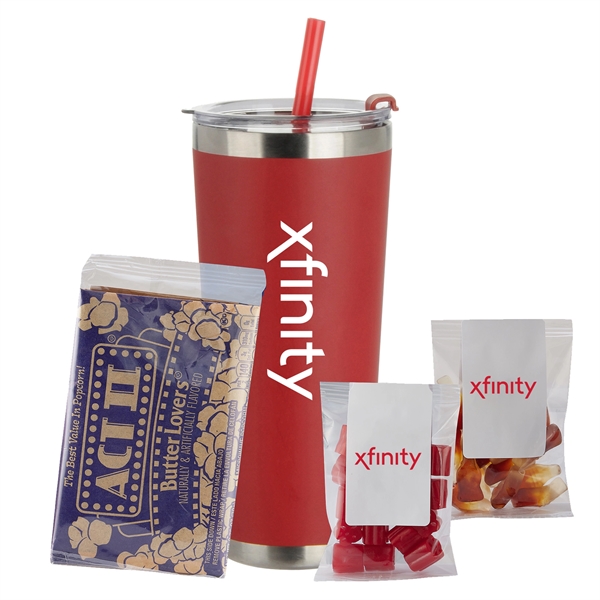 20 oz. Stainless Steel Tumbler w/ Straw; set includes Act 2... from ASI 71685 Midnite Snax®
