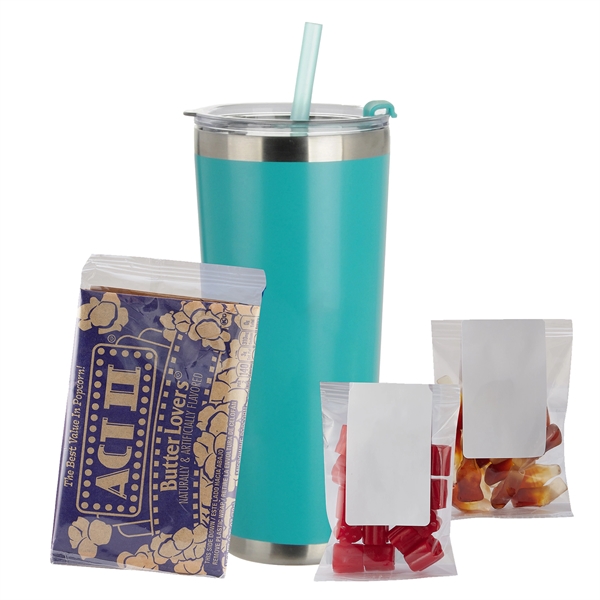 20 oz. Stainless Steel Tumbler w/ Straw; set includes Act 2... from ASI 71685 Midnite Snax®