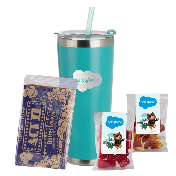 20 oz. Stainless Steel Tumbler w/ Straw; set includes Act 2... from ASI 71685 Midnite Snax®