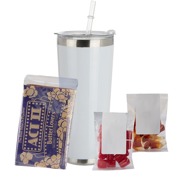 20 oz. Stainless Steel Tumbler w/ Straw; set includes Act 2... from ASI 71685 Midnite Snax®