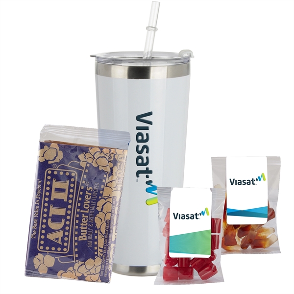 20 oz. Stainless Steel Tumbler w/ Straw; set includes Act 2... from ASI 71685 Midnite Snax®