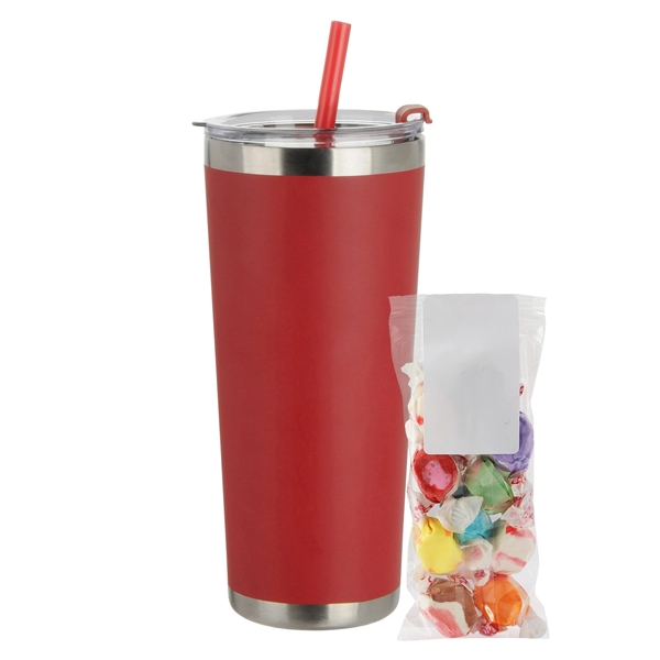 20 oz. Stainless Steel Tumbler w/ Straw; set includes a snack... from ASI 71685 Midnite Snax®