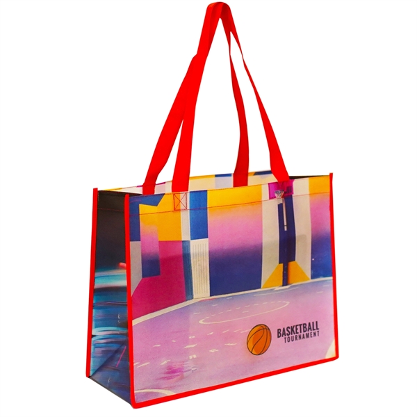 Laminated PP nonwoven grocery bag with full color dye sublimation on... from ASI 61966 HPG / BCG Creations