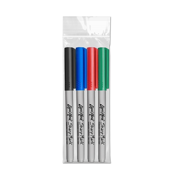 Fine Point Permanent Marker Four Pack - USA Made... from ASI 67675 Liqui-Mark Corp