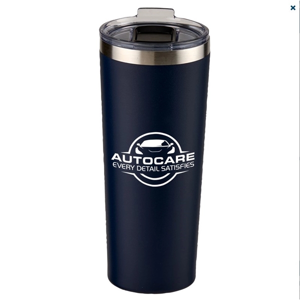 28 oz. powder coated stainless-steel tumbler with spill-resistant slide lid and... from ASI 52840 Evans Manufacturing