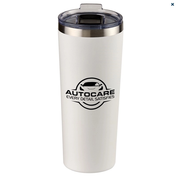 28 oz. powder coated stainless-steel tumbler with spill-resistant slide lid and... from ASI 52840 Evans Manufacturing
