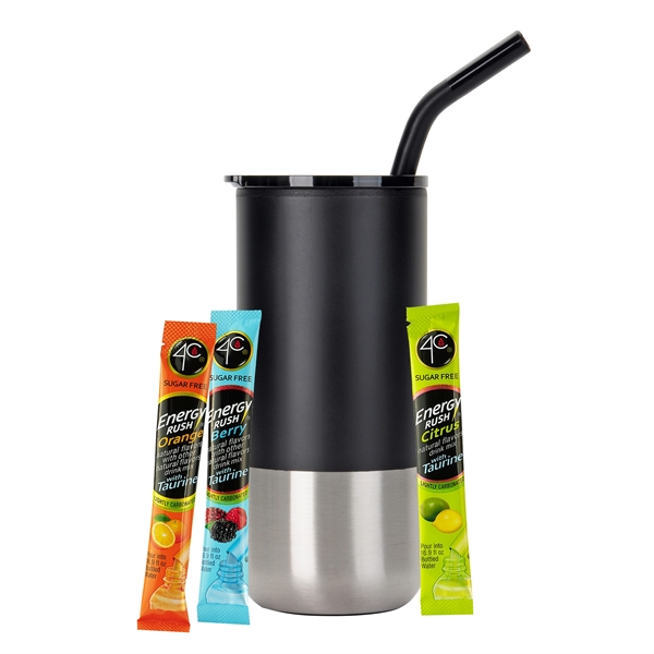 16 oz. Tumbler w/ Stainless Steel Straw & Plastic Liner; set... from ASI 71685 Midnite Snax® / Promo Revolution