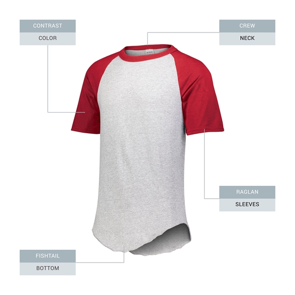 Adult short sleeve baseball jersey with contrasting color collar and raglan... from ASI 37461 Augusta Sportswear / Augusta Sportswear, Inc. d/b/a Momentec Brands