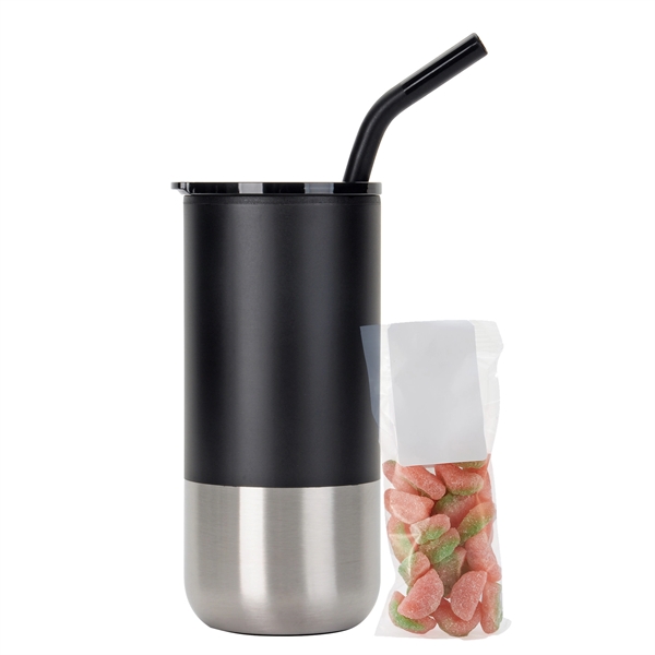 16 oz. Tumbler w/ Stainless Steel Straw & Plastic Liner; set... from ASI 71685 Midnite Snax® / Promo Revolution