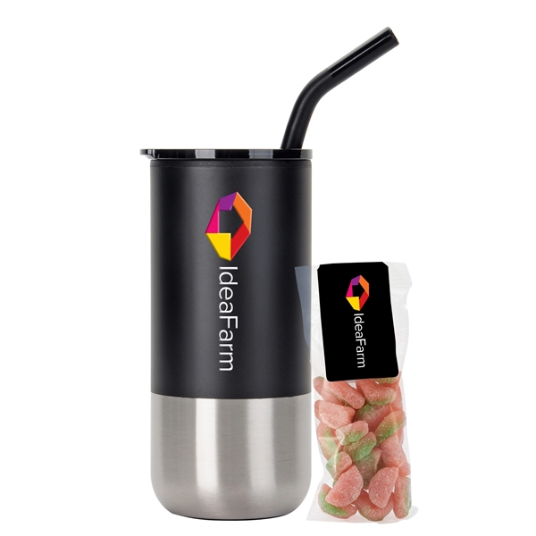 16 oz. Tumbler w/ Stainless Steel Straw & Plastic Liner; set... from ASI 71685 Midnite Snax® / Promo Revolution