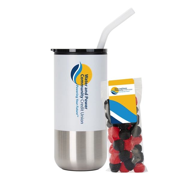 16 oz. Tumbler w/ Stainless Steel Straw & Plastic Liner; set... from ASI 71685 Midnite Snax® / Promo Revolution