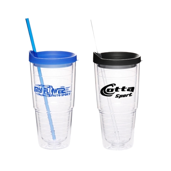 24 oz. double wall acrylic tumbler with straw plus free 1... from ASI 37218 Athena Promo (tm)