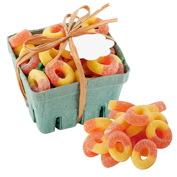 Candy filled produce basket with gummy peach rings (7 oz.).... from ASI 71685 Midnite Snax®