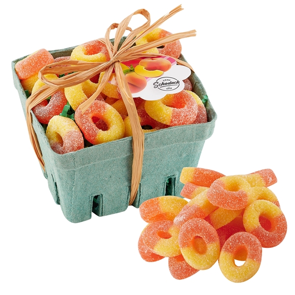 Candy filled produce basket with gummy peach rings (7 oz.).... from ASI 71685 Midnite Snax®