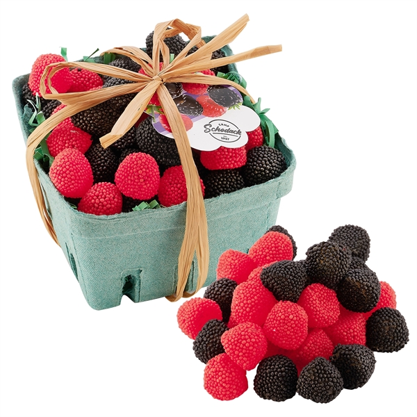 Candy filled produce basket with gummy red & black raspberries (7... from ASI 71685 Midnite Snax®
