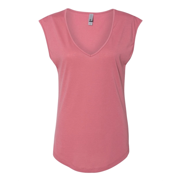 Women's poly-cotton blended sleeveless V-neck top with self-fabric bound armholes, modestly... from ASI 84358 S&S Activewear