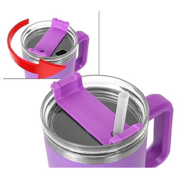 Stainless steel tumbler with handle and straw, 40 oz. plus 1... from ASI 37218 Athena Promo (tm)