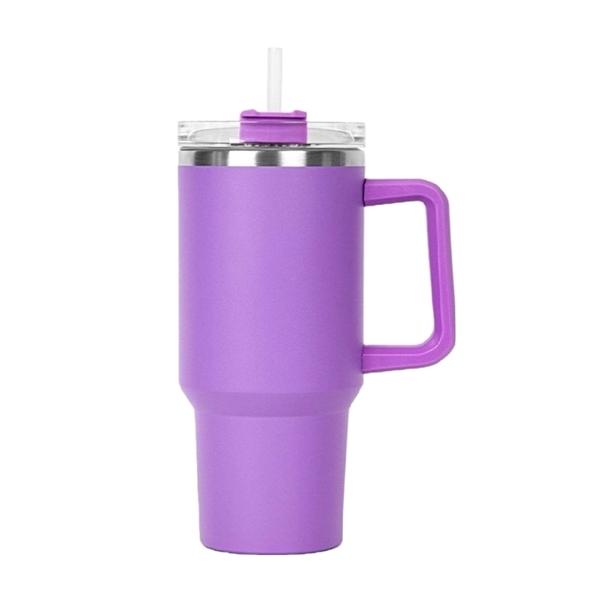 Stainless steel tumbler with handle and straw, 40 oz. plus 1... from ASI 37218 Athena Promo (tm)