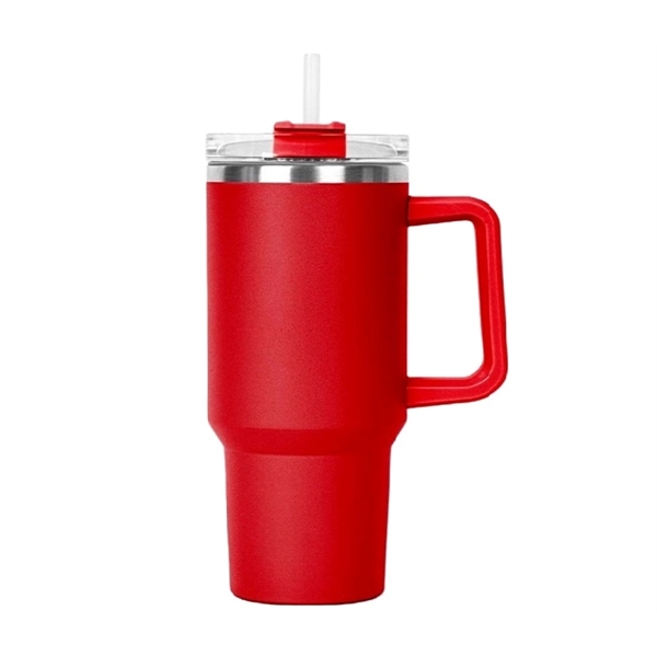 Stainless steel tumbler with handle and straw, 40 oz. plus 1... from ASI 37218 Athena Promo (tm)