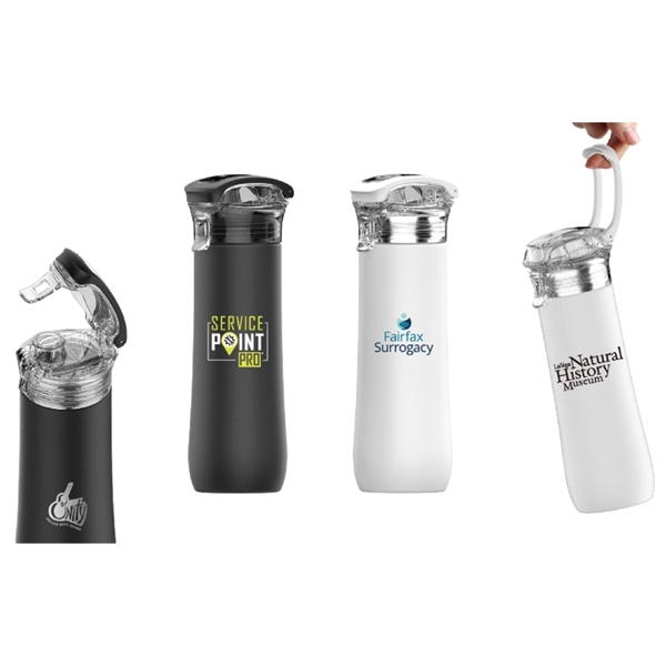 23 oz. double wall snap lid stainless steel water bottle plus... from ASI 37218 Athena Promo (tm)