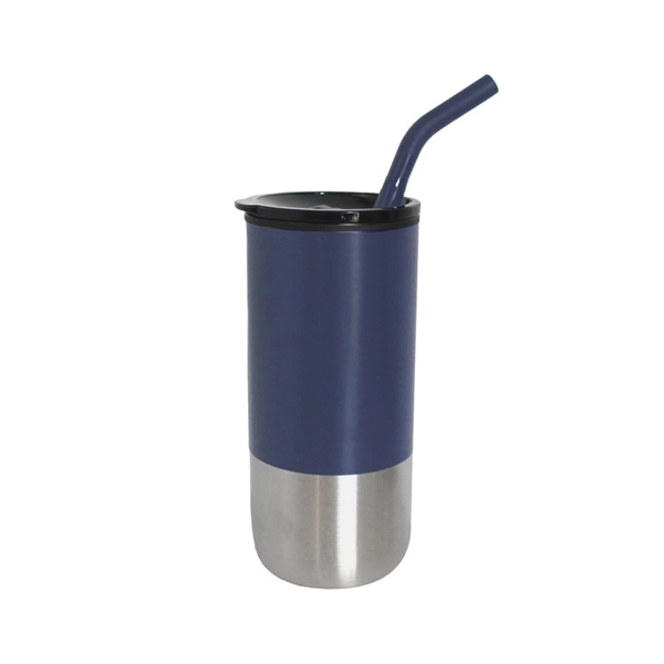 18 oz. Vacuum stainless steel tumbler with silicone tip straw plus... from ASI 37218 Athena Promo (tm)