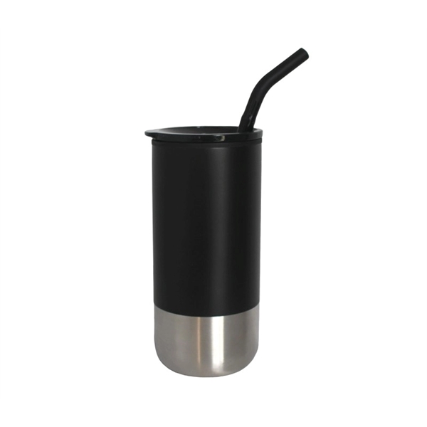 18 oz. Vacuum stainless steel tumbler with silicone tip straw plus... from ASI 37218 Athena Promo (tm)