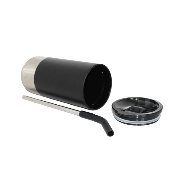 18 oz. Vacuum stainless steel tumbler with silicone tip straw plus... from ASI 37218 Athena Promo (tm)