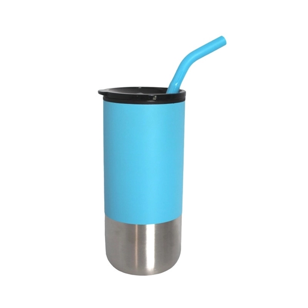18 oz. Vacuum stainless steel tumbler with silicone tip straw plus... from ASI 37218 Athena Promo (tm)