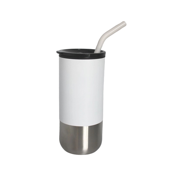 18 oz. Vacuum stainless steel tumbler with silicone tip straw plus... from ASI 37218 Athena Promo (tm)