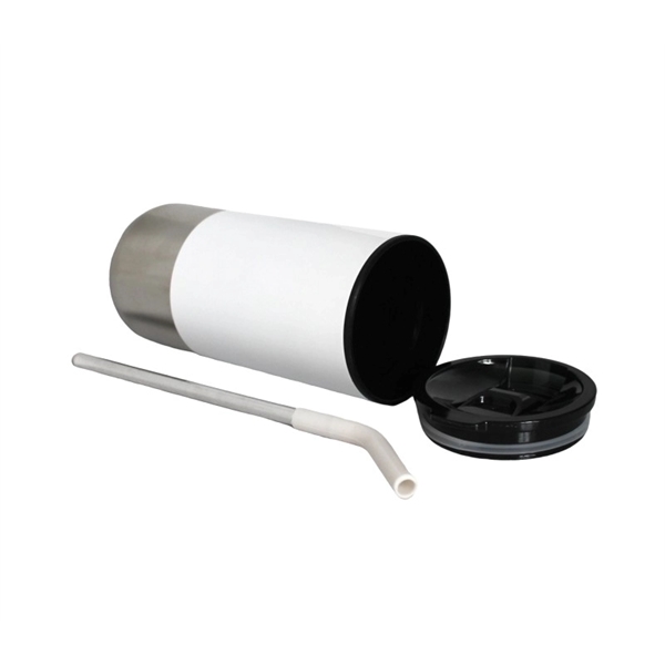 18 oz. Vacuum stainless steel tumbler with silicone tip straw plus... from ASI 37218 Athena Promo (tm)