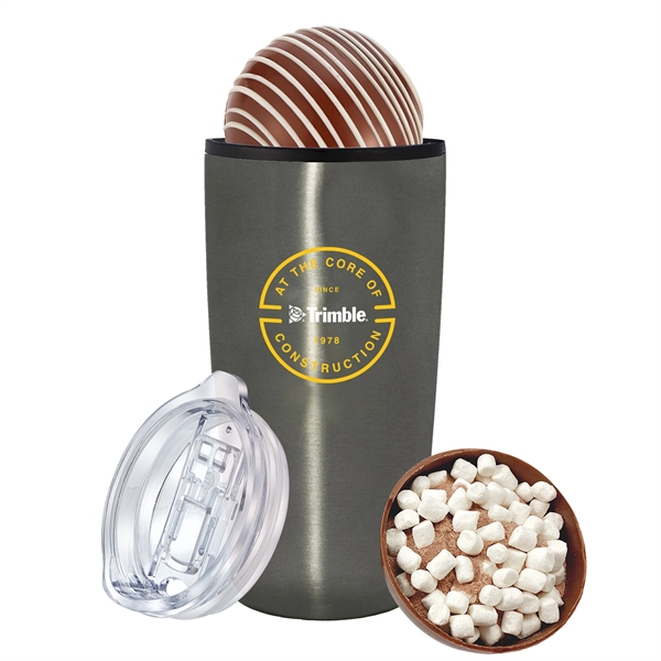 This 20 oz. Stainless Steel Custom Tumbler with Plastic Liner keeps... from ASI 71685 Midnite Snax® / Promo Revolution
