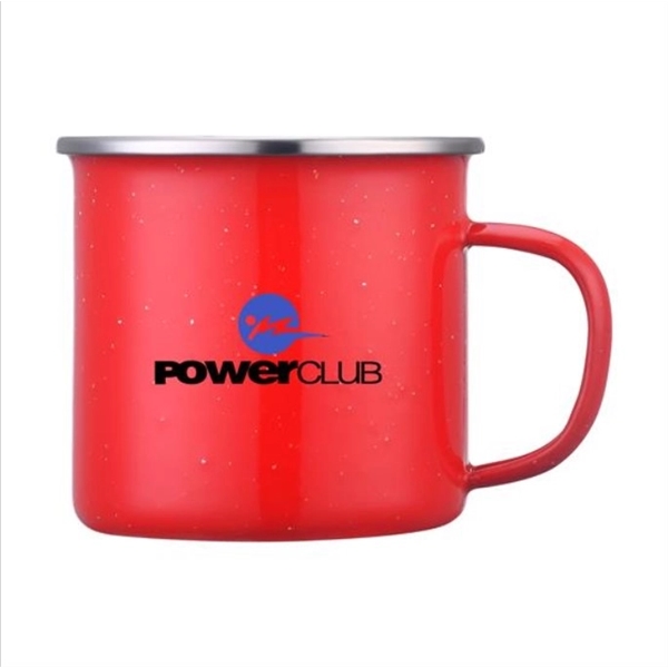 16 oz. enamel camping mug with a stainless steel rim and... from ASI 90807 Tekweld