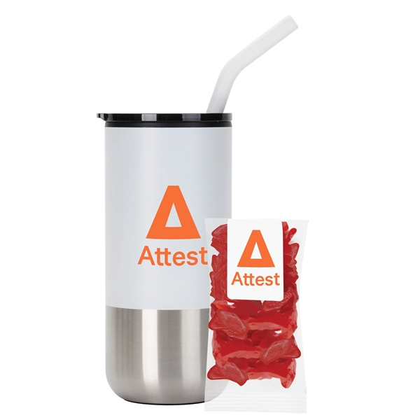16 oz. Tumbler w/ Stainless Steel Straw & Plastic Liner; set... from ASI 71685 Midnite Snax® / Promo Revolution