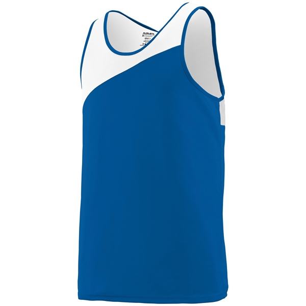 Adult jersey with moisture wicking, asymmetrical contrast color yoke, and double-needle... from ASI 37461 Augusta Sportswear