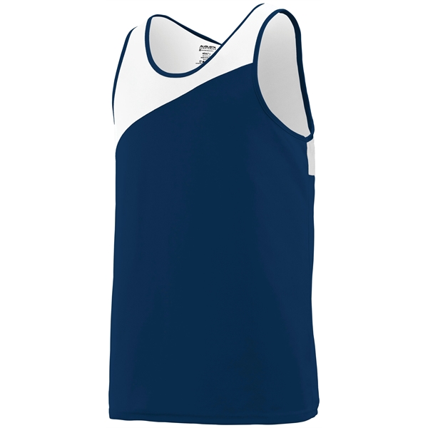 Adult jersey with moisture wicking, asymmetrical contrast color yoke, and double-needle... from ASI 37461 Augusta Sportswear